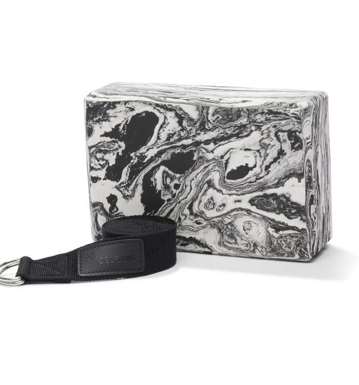 Celsius Marble Yoga Block And Strap Combo
