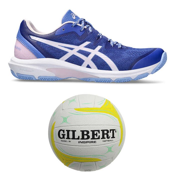 Asics Netburner Shield Netball Shoes and Gilbert Inspire Netball Set